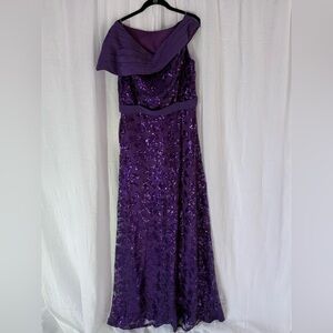 One Shoulder Purple Sequin Dress